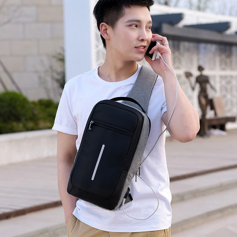 Men's Anti-Theft Chest Pack with Integrated USB Charger