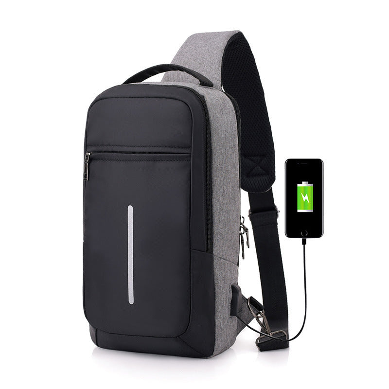 Men's Anti-Theft Chest Pack with Integrated USB Charger