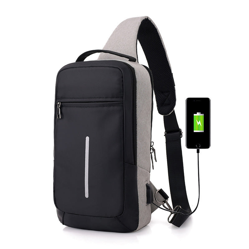 Men's Anti-Theft Chest Pack with Integrated USB Charger