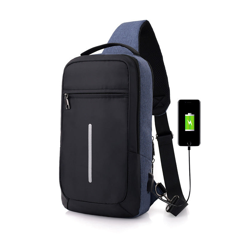 Men's Anti-Theft Chest Pack with Integrated USB Charger